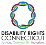Logo of Disability Rights Connecticut that says Justice. Community. Inclusion. on the bottom