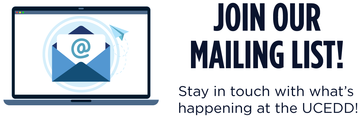 Blue envelope on a laptop, join our mailing list graphic